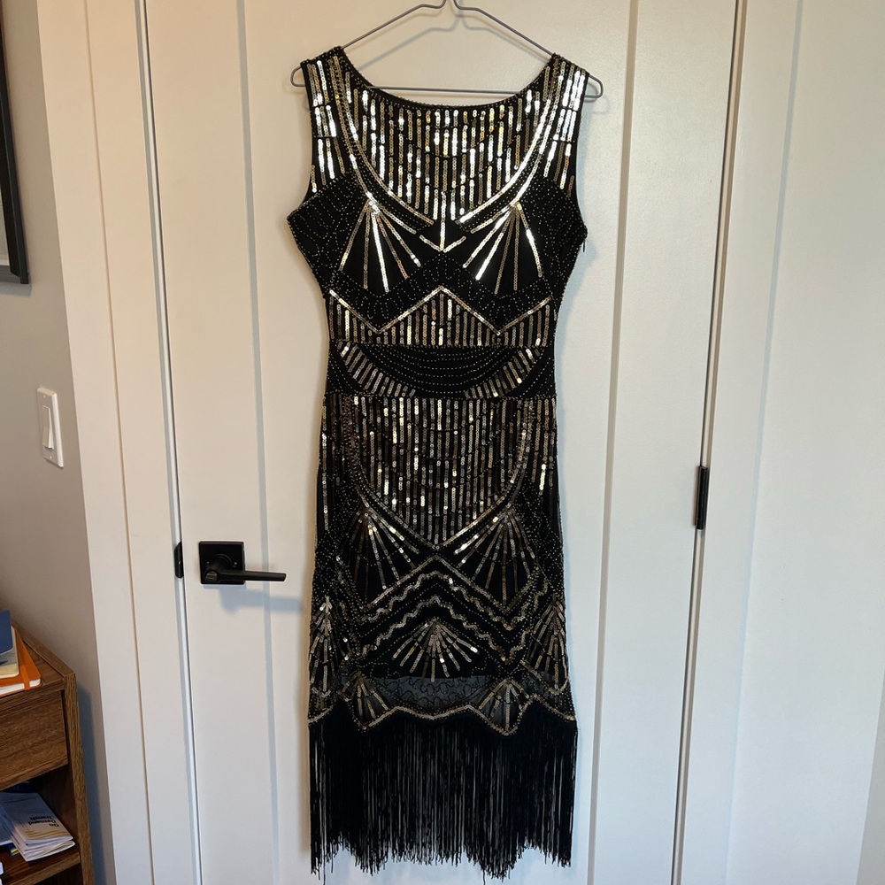 Gold and Black Flapper Dress